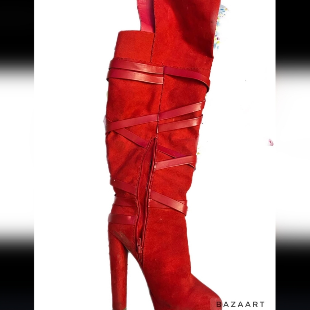 Red Over-the-Knee Women's Boots